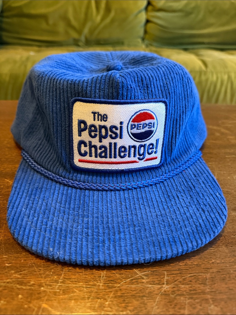 Vintage 80s Pepsi Challenge Corduroy Hat - no tags, cardboard still in hat!